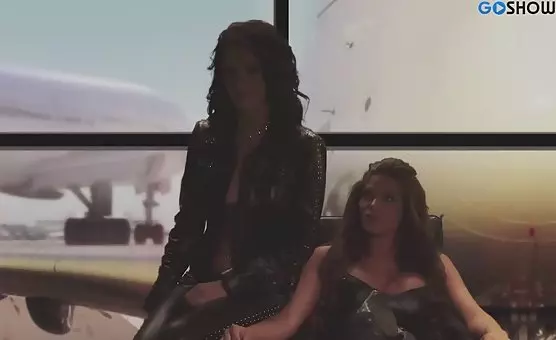 Lesbian Stewardesses Playtime on the Airplane