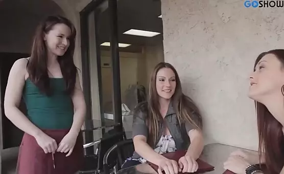 Lesbian Threesome in Parking Car